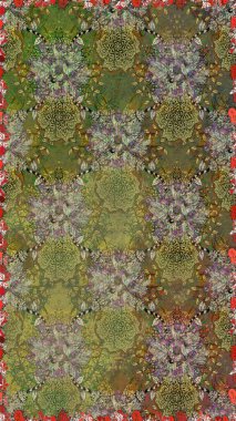 Renkli Bahar Temalı Kusursuz Arkaplan. Düz Çiçek Elementleri Tasarımı. Çocuk stili. Çiçekli pürüzsüz raster arka plan.