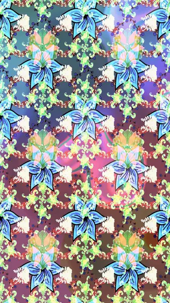 Renkli Bahar Teması eskiz kalıbı. Düz Çiçek Elementleri Tasarımı. Tarafsız renklerde çiçekler. Raster illüstrasyonunda çiçek deseni çizimi.