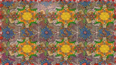 Çiçekli çiçek deseni, suluboya. Raster deseni. Süslü kumaş deseni.