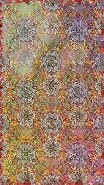 Raster illüstrasyonunda kusursuz çiçek deseni. Çiçekler suluboya tarzında kahverengi ve nötr renklerde.