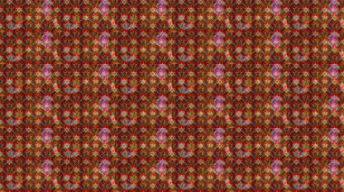 Şirin çiçekli eskiz deseni ve kahverengi renkli yapraklar, suluboya çiçek deseni, duvar kağıdı, kart veya kumaş için fayanslı. Raster illüstrasyonu.