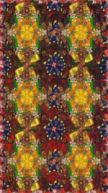 Kahverengi ve sarı renkli çiçekler. Raster illüstrasyonunda kusursuz çiçek deseni.