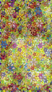 Çocuk stili. Düz Çiçek Elementleri Tasarımı. Çiçekli, kusursuz bir arkaplan. Renkli Bahar Teması Kusursuz Arkaplan.