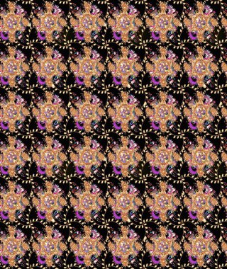 Siyah renkli çiçekler. Raster illüstrasyonu. Çiçek desenli eskiz, vuruşlar, sıçramalar, yaz çiçekleri..