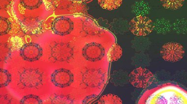 Raster illüstrasyonundaki çiçek desenli çizim. Güzel kumaş deseni. Renkli Bahar Teması eskiz kalıbı. Düz Çiçek Elementleri Tasarımı.