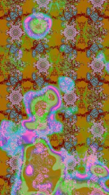 Kahverengi renkli çiçekler. Hediye ambalaj kağıdı, tebrik kartları, posterler ve pankart tasarımı. Raster düz çiçek çizim deseni.