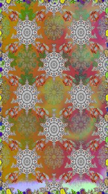 Gri ve kahverengi renkli çiçekler. Düz Çiçek Elementleri Tasarımı. Çiçekli kusursuz retro desen. Renkli Yaz Temalı Kusursuz Arkaplan.