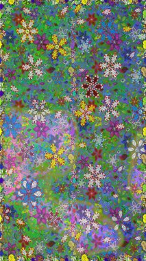 Çiçekli el, pürüzsüz desen çizmiş. Modern gelişim yeşil ve mavi raster arka plan duvar kâğıdı illüstrasyon klasik çizgili iz sürme desenli çiçekler, çiçekli süsler.