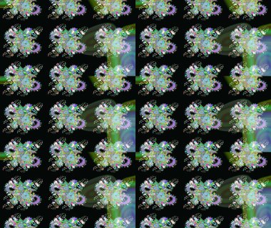 Raster illüstrasyonu. Güzel kumaş deseni. Raster illüstrasyonundaki çiçek desenli çizim. Siyah renklerde.