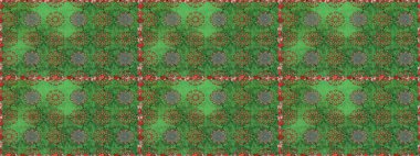 Hediye ambalaj kağıdı, tebrik kartları, posterler ve pankart tasarımı. Yeşil ve kahverengi renkli çiçekler. Raster düz çiçekleri pürüzsüz desen.