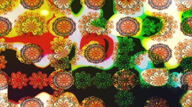 Kızılderili desenli desenli desenli şal deseni. Etnik Mandala süsü. Raster Henna dövme stili. Tekstil, tebrik kartı, boyama kitabı, telefon kılıfı baskısı için kullanılabilir.