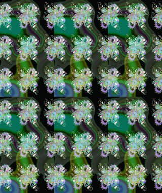 Raster illüstrasyonu. Renkli Bahar Teması eskiz kalıbı. Çiçek deseni. Düz Çiçek Elementleri Tasarımı. Chichi kumaş deseni çiz.