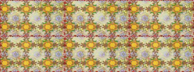 Raster düz çiçekleri pürüzsüz desen. Hediye ambalaj kağıdı, tebrik kartları, posterler ve pankart tasarımı. Tarafsız renklerde çiçekler.