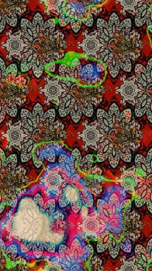 Raster illüstrasyonu. Karalama çiçeği. Düz Çiçek Elementleri Tasarımı. Güzel kumaş deseni. Zentangle soyut çiçekleri. Renkli Bahar Teması çizim şablonu.