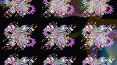 Kusursuz bir arka plan modeli. Siyah ve nötr renklerde yaprakları olan yabani çiçekler. Raster illüstrasyonu. Suluboya, elle çizilmiş.