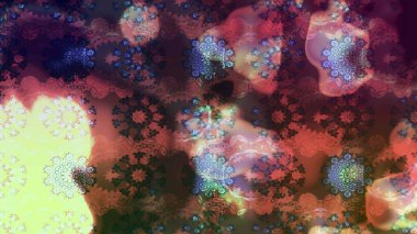 Renkli Yaz Temalı eskiz kalıbı. Raster Illustrasyon 'daki Çiçek Deseni' nin son moda çizimi. Güzel kumaş deseni. Düz Çiçek Elementleri Tasarımı.