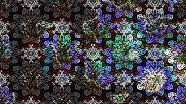 Raster illüstrasyonundaki çiçek desenli çizim. Suluboya tarzında siyah renkte çiçekler.