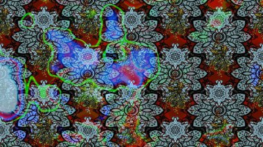 Raster illüstrasyonu. Mavi renkli Asya tekstili. Suluboya çiçekli çiçek deseni.