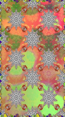 Eski usul. Raster illüstrasyonu. Tomurcukları çiçek olan sevimli bir çiçek deseni. Raster. Kusursuz bir geçmişi var. Kumaş, tekstil ve duvar kağıdı baskısı için..