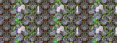 Düz Çiçek Elementleri Tasarımı. Çiçek desenli çizim. Asya tekstil tarzında. Gri renkli çiçekler. Raster illüstrasyonu. Renkli Bahar Teması çizim şablonu.