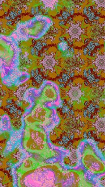 Raster çiçek desenleri çiziyor. Vadinin yeşil renkli çiçekleri.