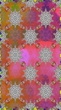 Vadinin pembe ve gri renkli çiçekleri. Çiçeksiz desenlerin çizimi.