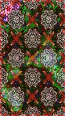 Gri ve kahverengi renkli güzel bir tekstil. Çiçeklerle suluboya desenli çiçek deseni. Raster illüstrasyonu.