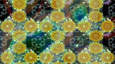 Çiçekli eskiz deseni. Yeşil renkli çiçekler. El çizimi. Suluboya çizimi.