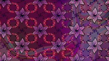 Sevimli çiçek raster deseni. Mor renkli çiçekler. Renkli Yaz Temalı eskiz kalıbı. Düz Çiçek Elementleri Tasarımı.