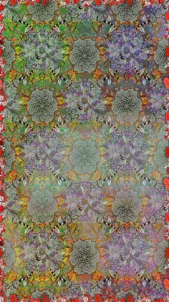 Abstract ethnic raster seamless pattern. Background texture, wallpaper, floral theme in gray and neutral colors. Tribal art boho print, vintage flower background.