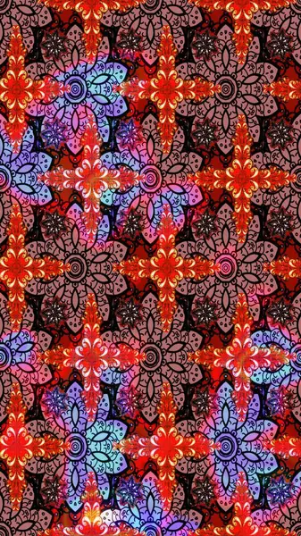 Küçük çiçekteki sevimli çiçek deseni. Güzel kumaş deseni. Güzel karalamalı çiçek desenli çizim. Raster illüstrasyonu.