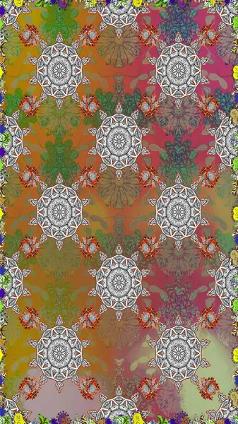 Karalama elementleri. El çizimi Raster çizimi. Duvar kağıdı, web sayfası arka planı, ambalaj kağıdı, davetiye, broşür, afiş veya web sitesi için kusursuz çiçek deseni kullanılabilir.