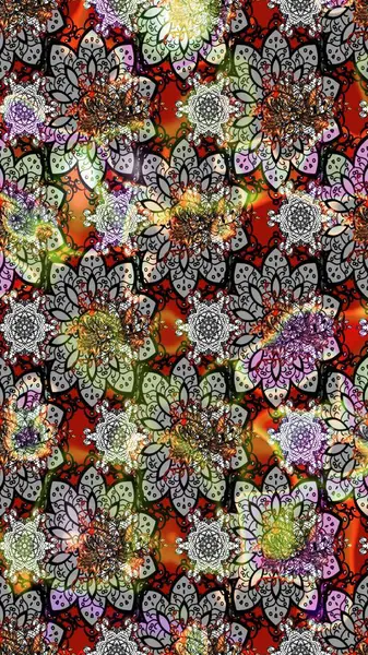 Çizim çiçek deseni duvar kâğıdı olarak kullanılabilir. Raster illüstrasyonu. Gri renkli çiçekler.