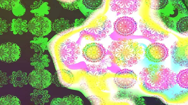 Klasik çiçekler. El çizimi, soyut ve süslü elementler. Yaz çiçekleri teması. Yeşil renkler. Suluboya resim taklit Raster illüstrasyonu.