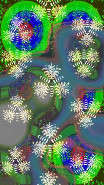 Raster çiçek izi. Çiçek yeşili eskiz deseni. Raster Yumuşak kumaş deseni. Klasik taslak çizimi.