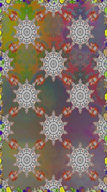 Kusursuz çiçek deseni duvar kâğıdı olarak kullanılabilir. Gri ve kahverengi renkli çiçekler. Raster illüstrasyonu.