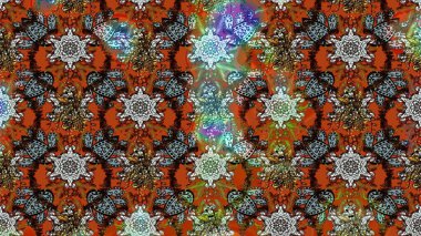 Çiçekli karalama şeklinde Raster çiçek deseni. Raster illüstrasyonu. Nazikçe, yaz çiçekleri kahverengi renklerde.