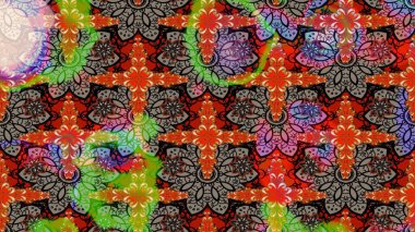 Kahverengi renkli çiçekler. Düz Çiçek Elementleri Tasarımı. Renkli Yaz Temalı eskiz kalıbı. Raster illüstrasyonunda çiçek deseni çizimi.