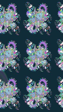 Mavi renkli çiçekler. Raster illüstrasyonunda çiçek deseni çizimi.