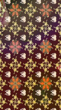 Raster Modaya uygun kumaş deseni. Kahverengi renkli şirin çiçek deseni. Renkli Bahar Teması eskiz kalıbı. Düz Çiçek Elementleri Tasarımı.