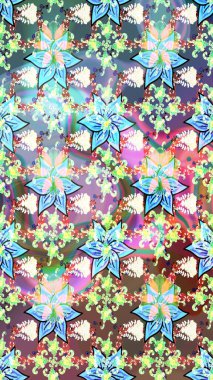 Güzel kumaş deseni. Renkli Yaz Temalı eskiz kalıbı. Raster Illustrasyon 'daki Çiçek Deseni' nin son moda çizimi. Düz Çiçek Elementleri Tasarımı.