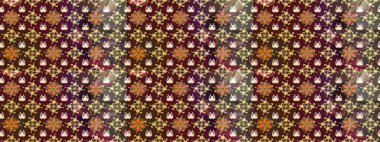 Moda baskıları için zarif bir şablon. Halk tarzı. Parlak renkli çiçekleri ve kahverengi renkli yaprakları olan harika bir çiçek deseni. Modern çiçek arkaplanı.