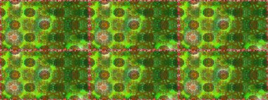 Raster illüstrasyonunda kusursuz çiçek deseni. Suluboya tarzında yeşil renkte çiçekler.