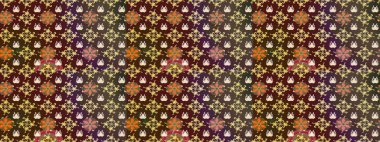 Raster Floral Illustration, Asyalı tekstil. Kahverengi renkli etnik çiçeklerle zarif bir eskiz deseni..