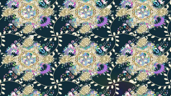 Raster illüstrasyonundaki çiçek desenli çizim. Suluboya tarzında mavi renkte çiçekler.