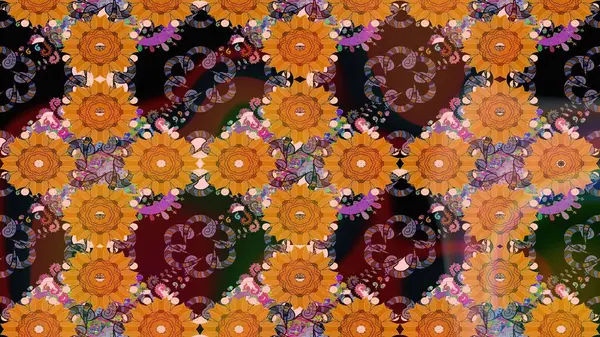 Raster illüstrasyonu. Turuncu renkli çiçekler. Küçük çiçekte sevimli çiçek deseni var..