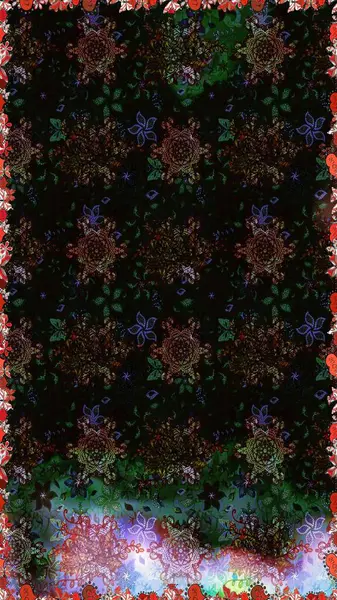 Raster Yumuşak kumaş deseni. Çiçeksel siyah ve gri desenli. Raster çiçek izi. Klasik taslak çizimi.