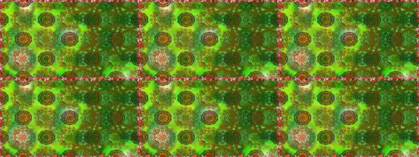 Raster illüstrasyonunda kusursuz çiçek deseni. Suluboya tarzında yeşil renkte çiçekler.