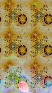 Raster illüstrasyonu. Patlayan çiçekler soyut olarak yerleştirilmiş. Raster deseni. Tarafsız renklerde bahar çiçekleri..