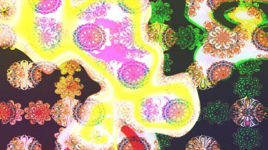 Raster illüstrasyonundaki çiçek desenli çizim. Güzel kumaş deseni. Renkli Bahar Teması eskiz kalıbı. Düz Çiçek Elementleri Tasarımı.